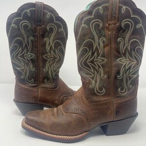Ariat Legend Women's Brown Turquoise Square Toe Boots size 7.5B